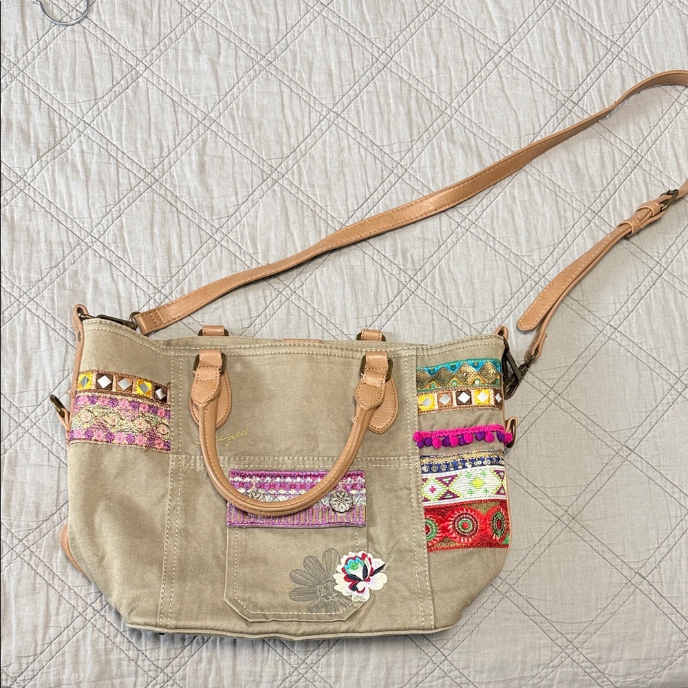 Desigual Beige and Multicolor Crossbody Bag